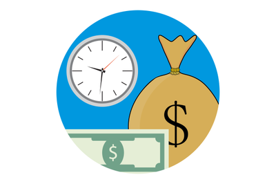 Money and time icon. Payroll profit vector illustration