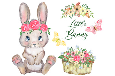 Watercolor Bunny Clipart, Rabbit Clipart,Easter Bunny, Baby Bunny Clip