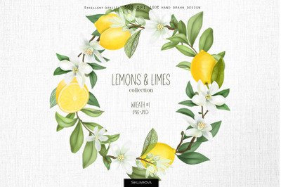 Lemons &amp; limes. Wreath #1.