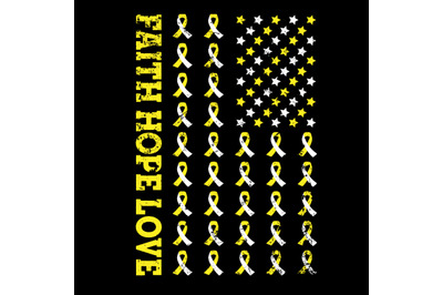 Faith Hope Love Bone Cancer Ribbon American Flag