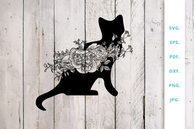 Floral Cat svg&2C; Pet&2C; Farm Animal svg cut file