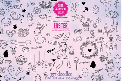 Easter Doodles | Decorated Egg, Bunny, Flowers, Sheep, Chocolate
