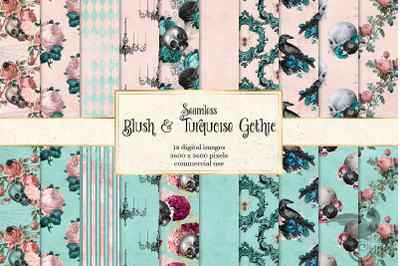 Blush and Turquoise Gothic Digital Paper