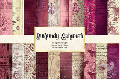 Burgundy Ephemera Digital Paper