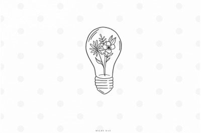 Lightbulb with flowers svg cut file