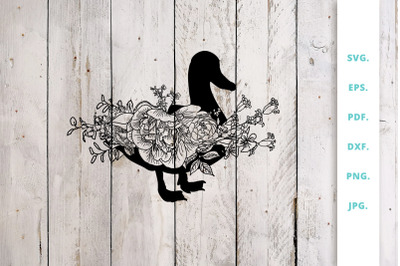 Floral Duck svg, Animal Farm svg cut file