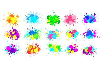 Color splatter. Colorful paint splash, bright painted drip drops and a