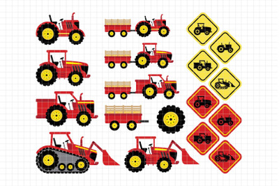 Red Tractors-Digital Clipart (LES.CL56A)