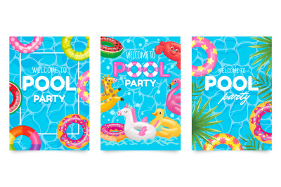 Pool party poster. Welcome to pool party flyer with swimming pool&2C; flo