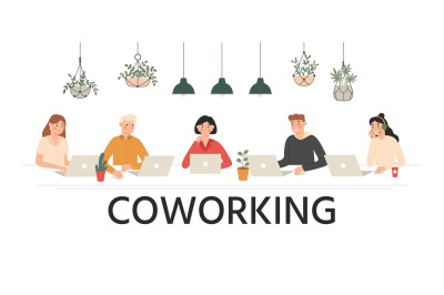 People work together in coworking. Team work, workspace for teams and