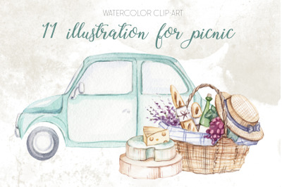 Watercolor Picnic Clipart