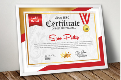 Best Performance Certificate Template