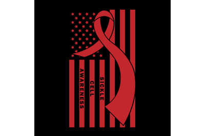 Sickle Cell Awareness American Flag Ribbon