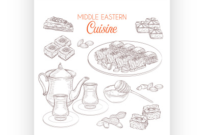 Arabic Food. Middle Eastern sweets and tea 3