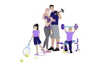 Sport family do fitness, concept of healthlife