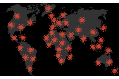 Global pandemic graphic map spread