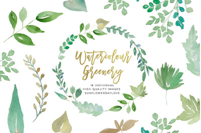 Watercolour Greenery Leaves Wreath clipart&2C; Watercolour leaves clipart