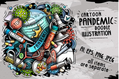 Cartoon vector doodles Pandemic illustration