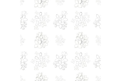 Spring lilac blossom pen ink seamless pattern
