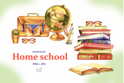 Watercolor home school cliparts