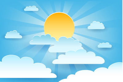 Sun and Cloud Paper Cut Illustration