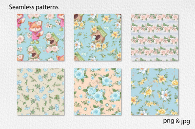 Hello Spring seamless patterns