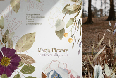 Magic Flowers - Watercolor Design Set