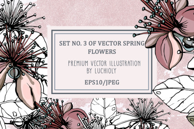 Set No. 3 of vector spring flowers