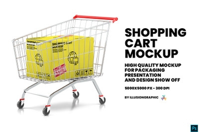 Shopping Cart With Kraft Box Mockup