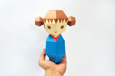 DIY Kokeshi Doll - 3d papercraft