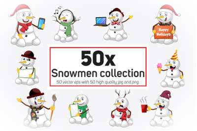 50x Snowmen collection illustration