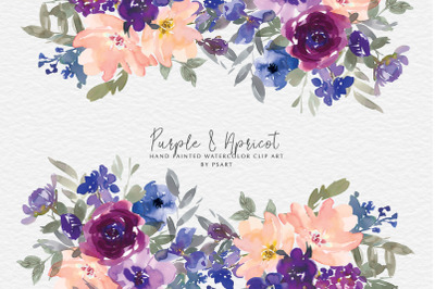 Purple Watercolor Floral Clip Art Set