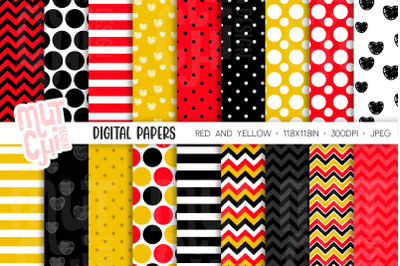 Red and Yellow Black Digital Paper Set