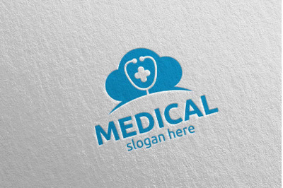 Cloud Cross Medical Hospital Logo Design 105