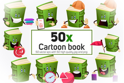 50x Education - Cartoon book in different situation collection