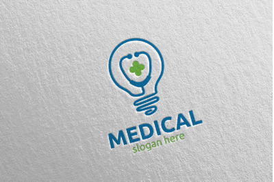 Bulb Cross Medical Hospital Logo Design 110