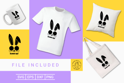 Cute Bunny Boy Silhouette SVG Cutting File