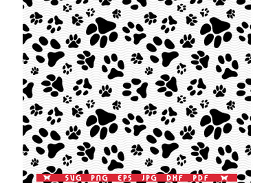 SVG Dog Paw Footprint, Seamless pattern digital clipart