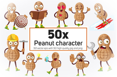 50x Peanut character or mascot in different situation collection