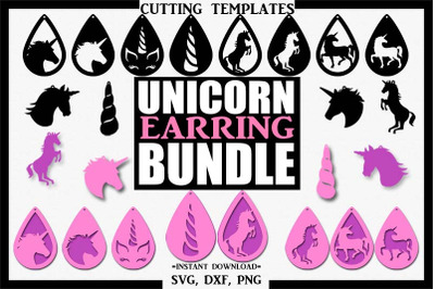 Unicorn Bundle Earrings, Silhouette, Cricut, Cut File, SVG