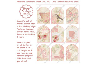 Pink Collage Tags in Shabby Chic Style
