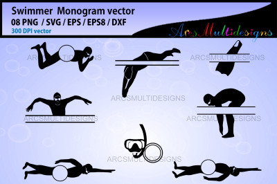 swimmer monogram frames