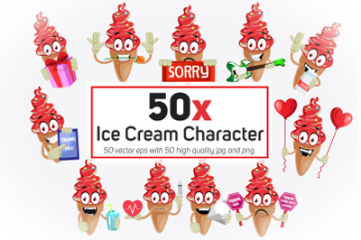 50x Ice Cream Character collection illustration.