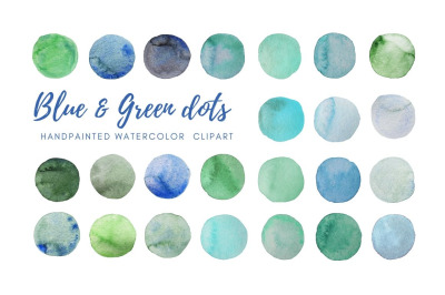 Watercolor teal dots clipart. Hand painted Spots ound