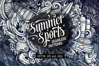 Summer Sports Graphic Doodles Patterns
