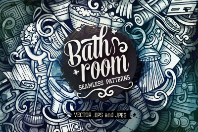 Bathroom Graphics Doodle Seamless Patterns