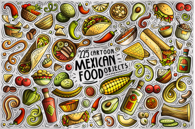 Mexican Food Cartoon Vector Objects Set