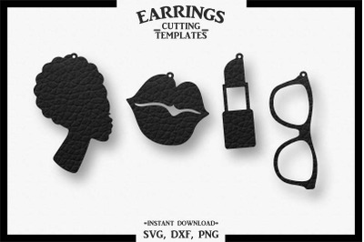 Afro Lady Earrings, Lip Earrings ,Cut File, SVG DXF PNG