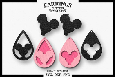 Afro Girl Earrings, Lip Earrings ,Cut File, SVG DXF PNG