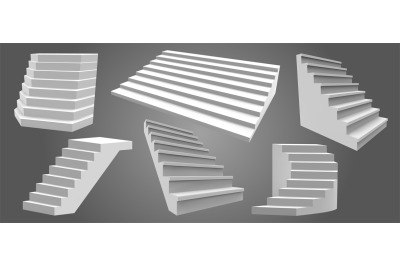 Exterior realistic stairs. Architectural home staircase, modern stairw